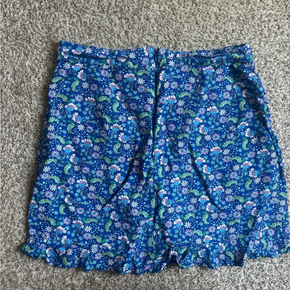 LOFT Floral Blue Ruffle Mini Skirt Linen Blend Casual Summer 12 - Picture 7 of 9